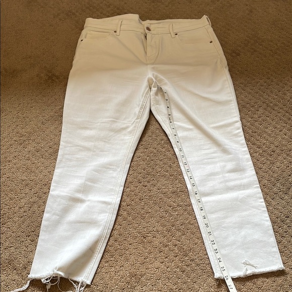 Old Navy Denim - Old Navy White Straight Leg Jeans with Raw Hem